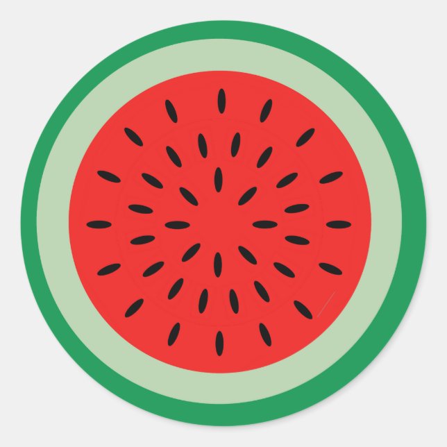 Sticker Rond Carton Watermelon Slice Rouge et vert brillant (Devant)