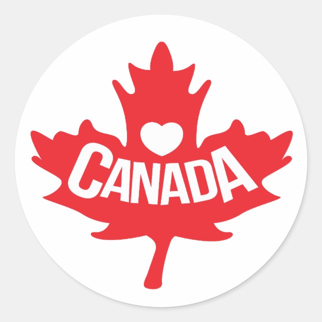 Sticker Rond Cartons blancs rouges de la feuille d'érable du Ca (Devant)
