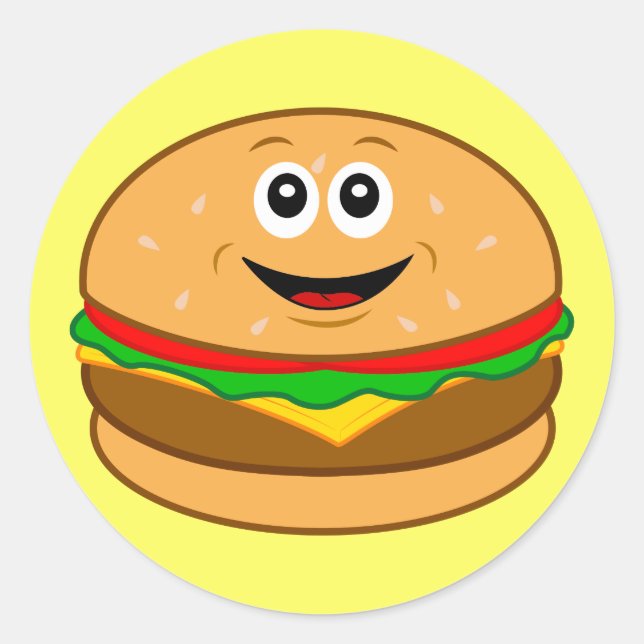 Sticker Rond Cartoon Cheeseburger (Devant)