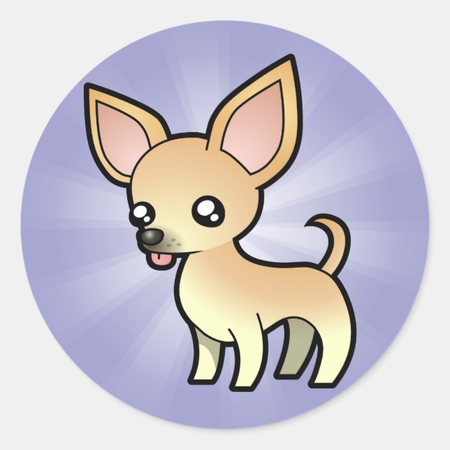 Sticker Rond Cartoon Chihuahua (manteau lisse) (Devant)