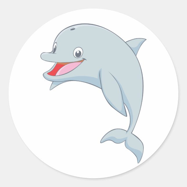 Sticker Rond Cartoon Dauphin Plaisant (Devant)