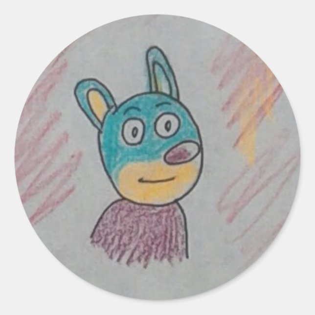 Sticker Rond Cartoon mignon drôle animal (Devant)