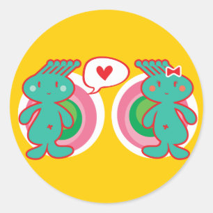 Sticker Rond Cartoon mignon Fun Sweet Funny Funky