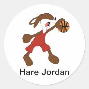 Sticker Rond Cartoon Rabbit Michael Jordan Fan