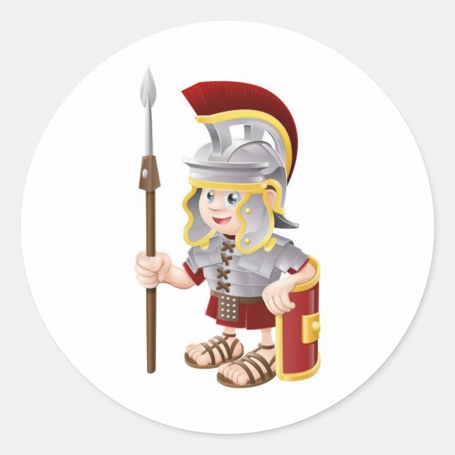 Sticker Rond Cartoon Roman Soldier (Devant)