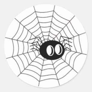 Sticker Rond Cartoon Spider mignon sur le Web