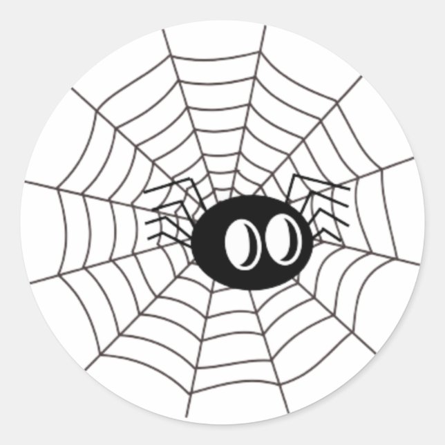 Sticker Rond Cartoon Spider mignon sur le Web (Devant)