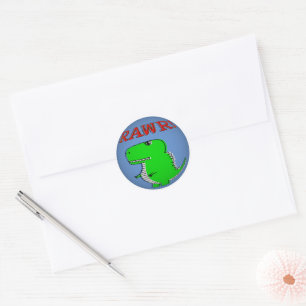 Sticker Rond Cartoon T-Rex RAWR mou et en colère