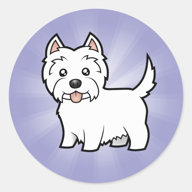 Sticker Rond Cartoon West Highland White Terrier (Devant)