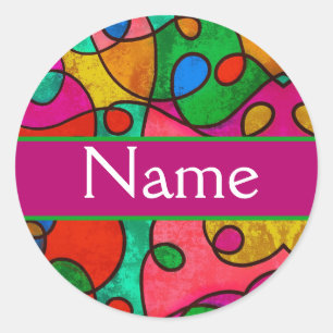 Sticker Rond Cartouche couleur personnalisée avec votre nom