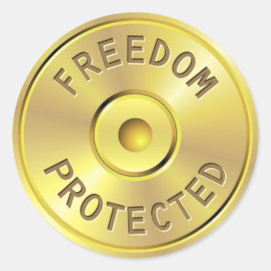 Sticker Rond cartouche d'munitions d'une balle tirée, liberté