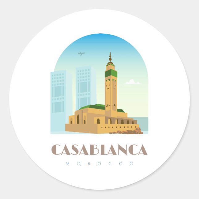Sticker Rond Casablanca ville Maroc Skyline (Devant)