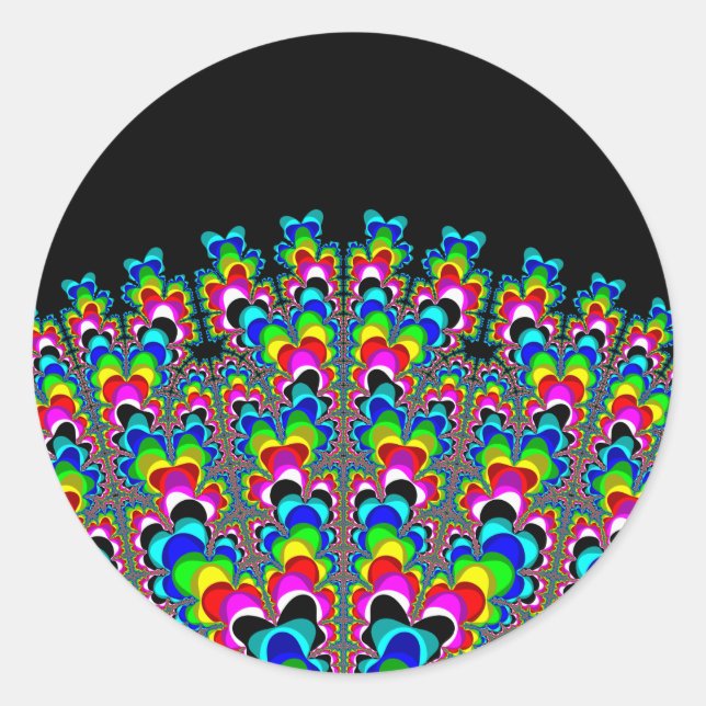 Sticker Rond Cascade arc-en-ciel - Art fractal (Devant)