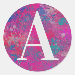 Sticker Rond Cascade de couleurs rouge, rose et blues