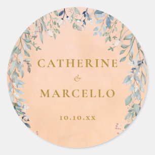 Sticker Rond Cascade de fleurs vertes Mariage rustique