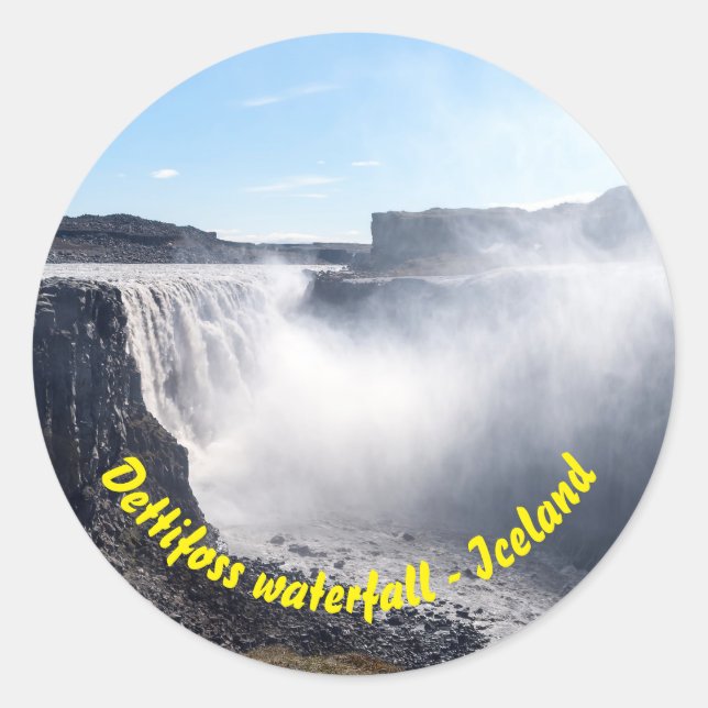 Sticker Rond Cascade Dettifoss - Vatnajokull NP - Islande (Devant)