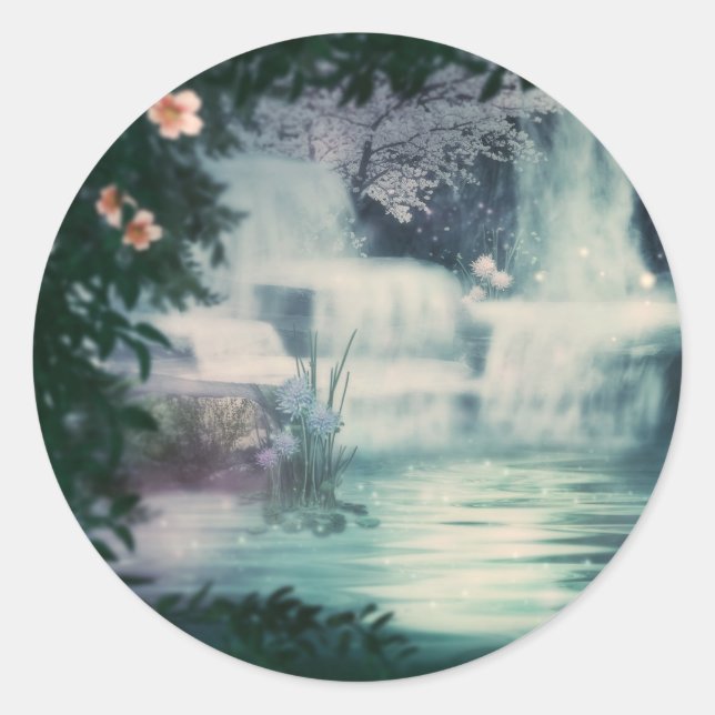 Sticker Rond Cascade Imaginaire (Devant)