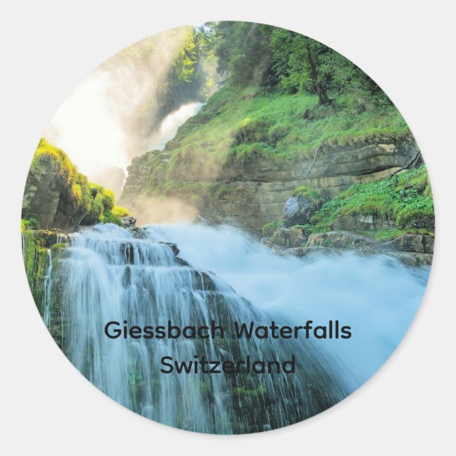 Sticker Rond Cascades de Giessbach, Suisse (Devant)