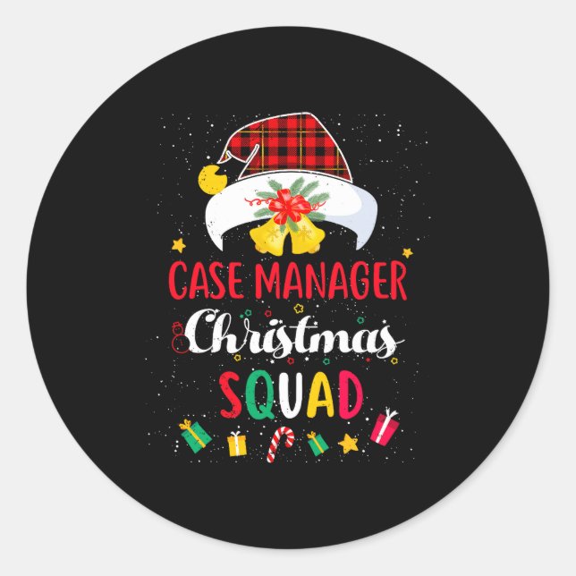 Sticker Rond Case Manager Christmas Squad Santa Hat Matching Pr (Devant)