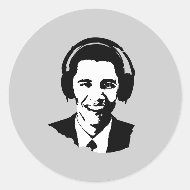 Sticker Rond Casque Barack Obama (Devant)