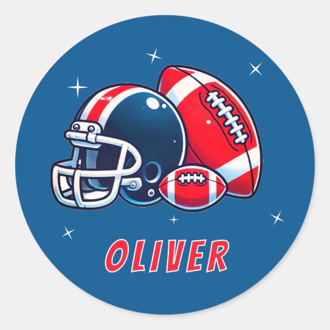 Sticker Rond Casque de balle de football dessin Anniversaire (Devant)