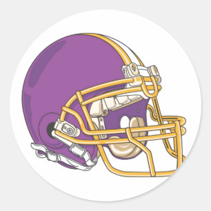 Sticker Rond Casque de football en or violet
