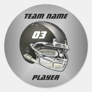 Sticker Rond Casque de football noir et argent