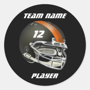 Sticker Rond Casque de football noir et orange
