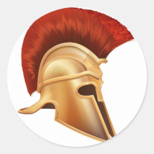 Sticker Rond Casque de guerrier grec antique
