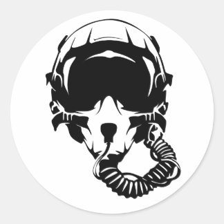 Sticker Rond Casque de pilote Jet