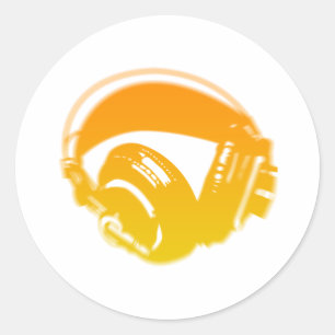 Sticker Rond Casque DJ - Disque Musique Jockey DJing Loud