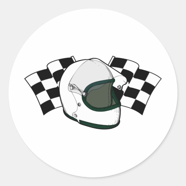 Sticker Rond Casque et drapeaux (Devant)