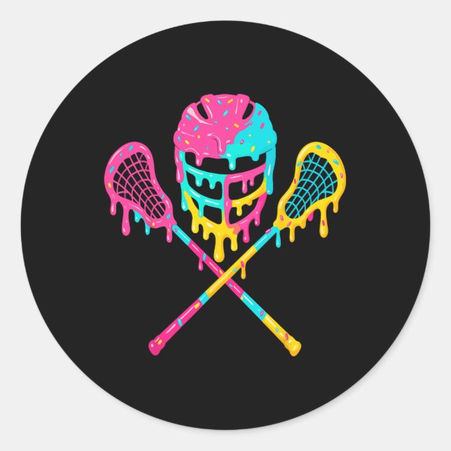Sticker Rond Casque Lacrosse Lâcheuse Casque Crème de glace Bât (Devant)