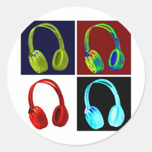 Sticker Rond Casque Pop Art