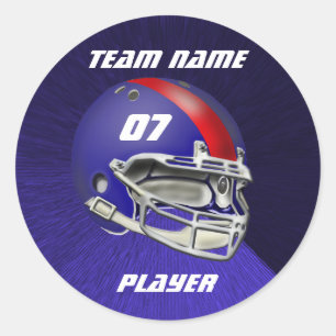 Sticker Rond Casque royal de football bleu et rouge