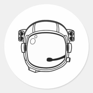 Sticker Rond Casque spatial astronaute