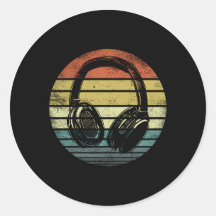 Sticker Rond Casques Dj Producteur De Musique