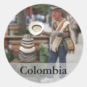 Sticker Rond Casquette colombien texte personnalisable