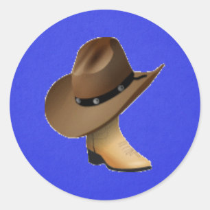 Sticker Rond Casquette Cowboy et démarrage