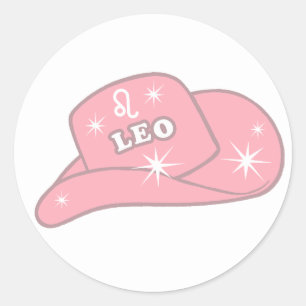 Sticker Rond Casquette de fille rose Leo Zodiac moderne