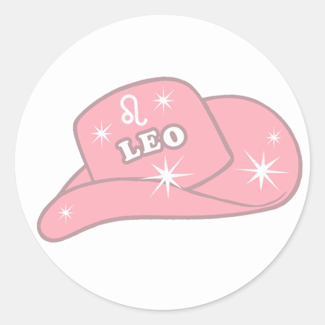 Sticker Rond Casquette de fille rose Leo Zodiac moderne (Devant)