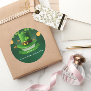 Sticker Rond Casquette de la Saint-Patrick Shamrock Baby shower