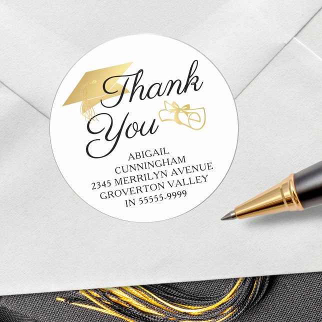 Sticker Rond Casquette de Merci Faux Gold Foil  (Créateur téléchargé)