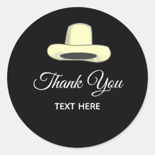 Sticker Rond Casquette de pays et calligraphie sur le Merci noi