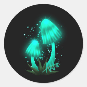 Sticker Rond Casquette de Pixie psychédélique de Cyan brillant