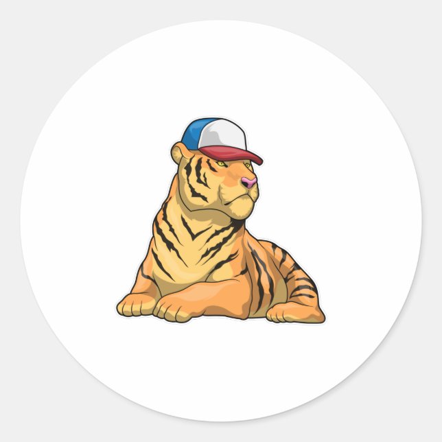 Sticker Rond Casquette de tigre (Devant)