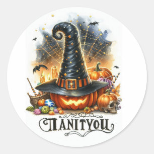 Sticker Rond Casquette d'Halloween