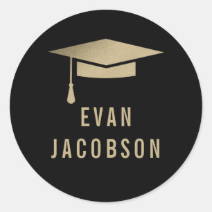 Sticker Rond Casquette d'or ÉDITABLE COULEUR Graduation Favoris