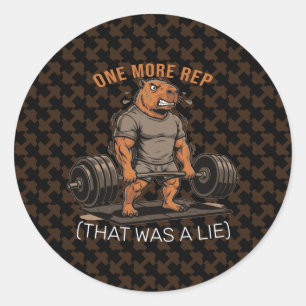 Sticker Rond Casquette drôle de capybara gym Encore une répétit