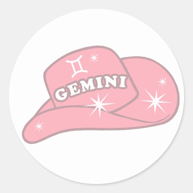 Sticker Rond Casquette Gemini Zodiac rose (Devant)